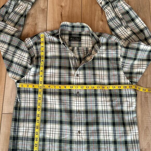 Orvis Mens Long Sleeve Button Down Shirt Cotton-Flannel Plaid Green/Cream Large - Picture 5 of 10